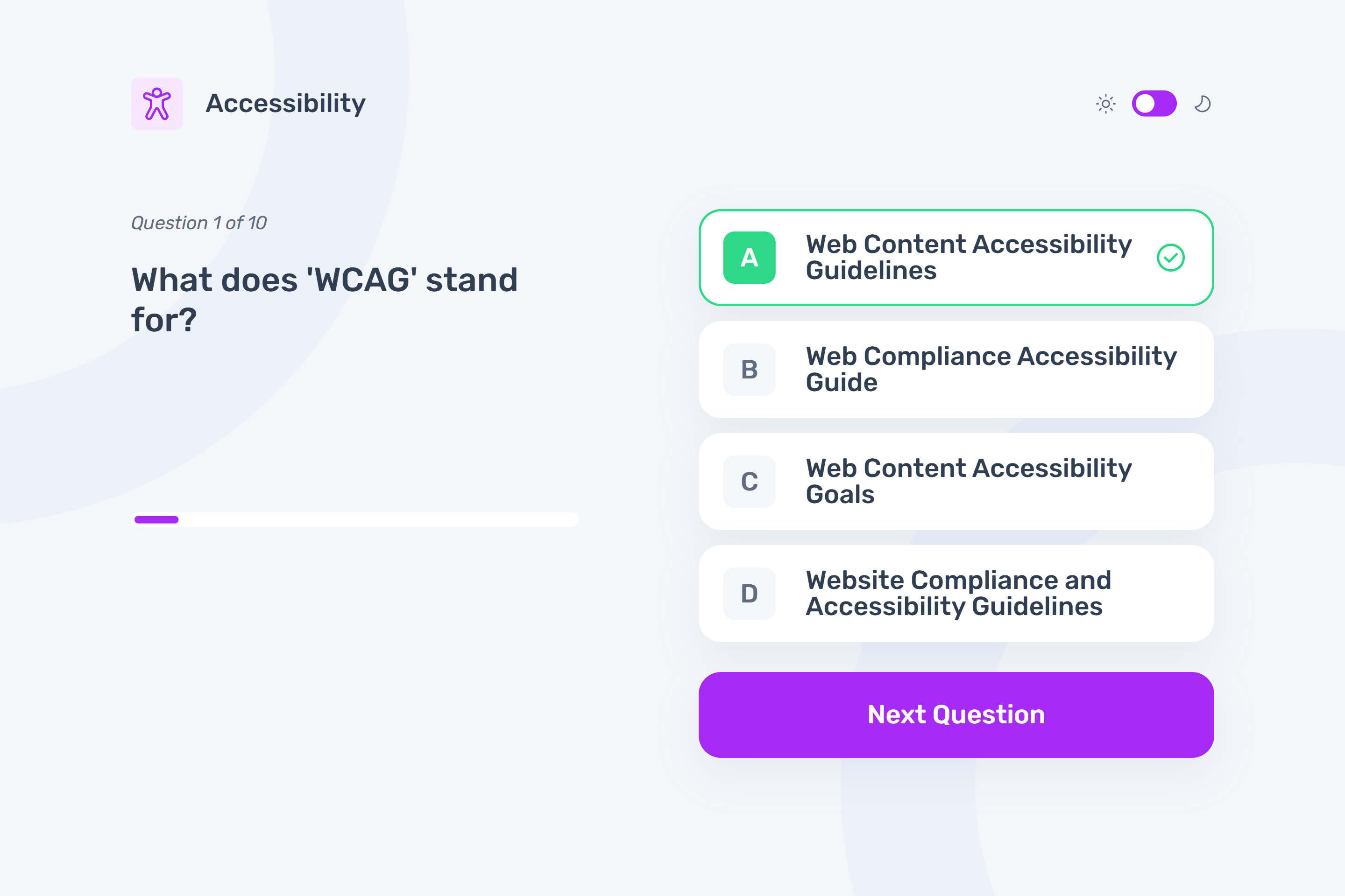 Captura del reto Frontend quiz app