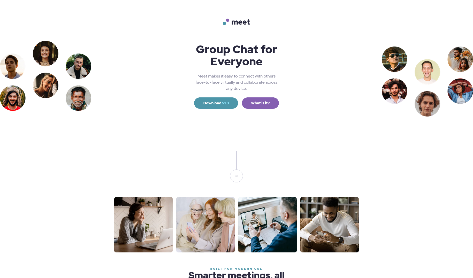 Captura del reto Meet landing page