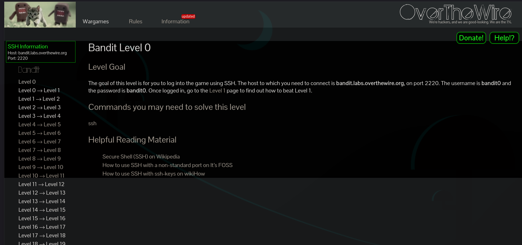 Imagen de página web de bandit